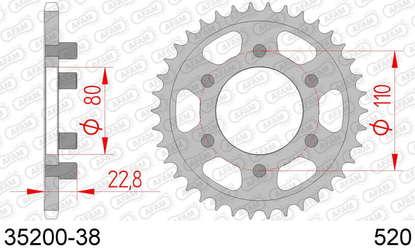 Corona AFAM 35200-38 in acc. passo 520