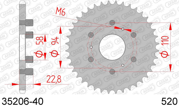 Corona AFAM 35206-40 in acc. passo 520