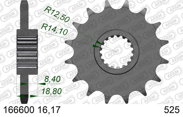 Pignone AFAM 166600NR-17 Passo 525 Con Gomma Antirumore